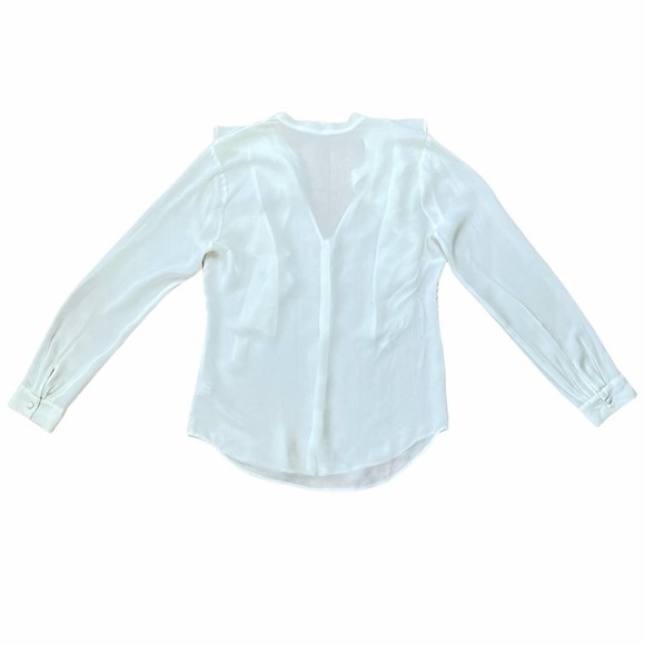 L'AGENCE | Cream 100% Silk Long Sleeve "Valentina" Ruffle Button Down Blouse Top - Picture 3 of 13